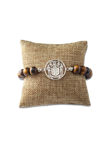 THE JAMAICAN COAT OF ARMS TIGER’S EYE PRECIOUS STONE BRACELET